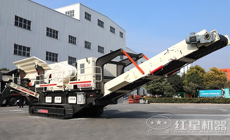 履帶移動式小型石頭破碎機，環(huán)保安全